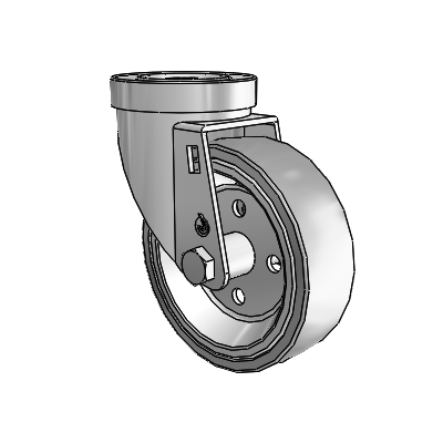 30 Series Hollow Kingpin Zinc Swivel Caster with 4 x 1.25 Welded Disc Rubber (Grey) Wheel