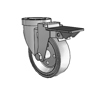 30 Series Hollow Kingpin Zinc Swivel Caster with 4 x 1.25 Welded Disc Rubber (Grey) Wheel and PosiLoc Brake
