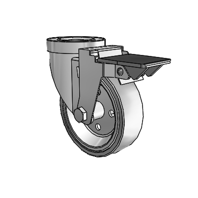 30 Series Hollow Kingpin Zinc Swivel Caster with 4 x 1.25 Welded Disc Rubber (Grey) Wheel and PosiLoc Brake