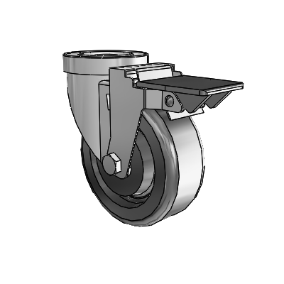 30 Series Hollow Kingpin Zinc Swivel Caster with 4 x 1.5 Phenolic Wheel and PosiLoc Brake