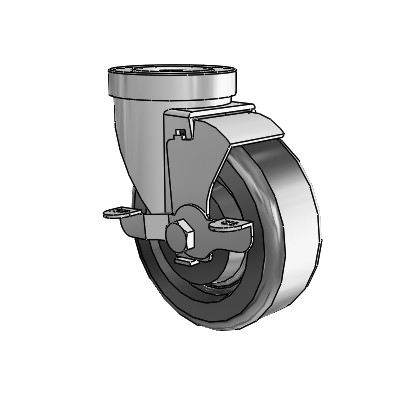 30 Series Hollow Kingpin Zinc Swivel Caster with 4 x 1.5 Phenolic Wheel and VertiLoc Brake