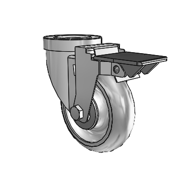 30 Series Hollow Kingpin Zinc Swivel Caster with 4 x 1.25 PolyLock (Grey) Wheel and PosiLoc Brake