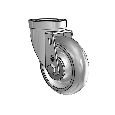 30 Series Hollow Kingpin Zinc Swivel Caster with 4 x 1.25 Advantage TPR (Round) Wheel