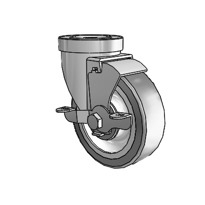 30 Series Hollow Kingpin Zinc Swivel Caster with 4 x 1.25 Advantage TPR (Flat) Wheel and VertiLoc Brake