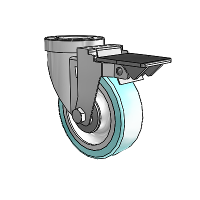 30 Series Hollow Kingpin Zinc Swivel Caster with 4 x 1.25 Advantage Health Wheel and PosiLoc Brake