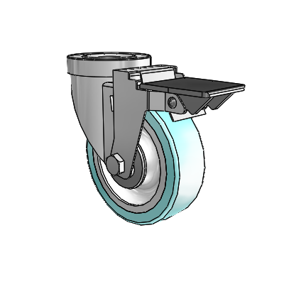 30 Series Hollow Kingpin Zinc Swivel Caster with 4 x 1.25 Advantage Health Wheel and PosiLoc Brake