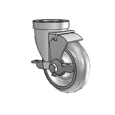 30 Series Hollow Kingpin Zinc Swivel Caster with 4 x 1.25 Advantage TPR (Round) Wheel and VertiLoc Brake
