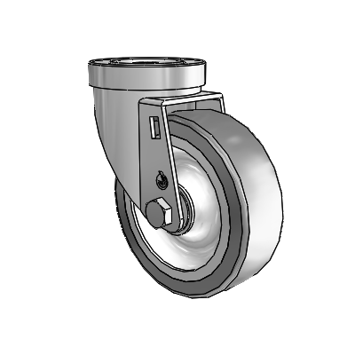 30 Series Hollow Kingpin Zinc Swivel Caster with 4 x 1.25 Advantage TPR (Flat) Wheel