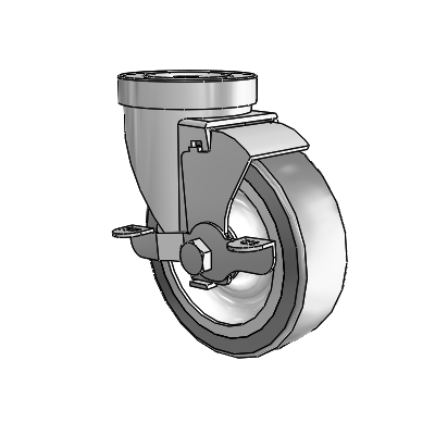 30 Series Hollow Kingpin Zinc Swivel Caster with 4 x 1.25 Advantage TPR (Flat) Wheel and VertiLoc Brake