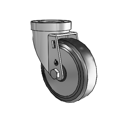 30 Series Hollow Kingpin Zinc Swivel Caster with 4 x 1.25 Cushion Rubber (+ Side Plates) Wheel