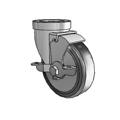 30 Series Hollow Kingpin Zinc Swivel Caster with 4 x 1.25 Cushion Rubber (+ Side Plates) Wheel and VertiLoc Brake