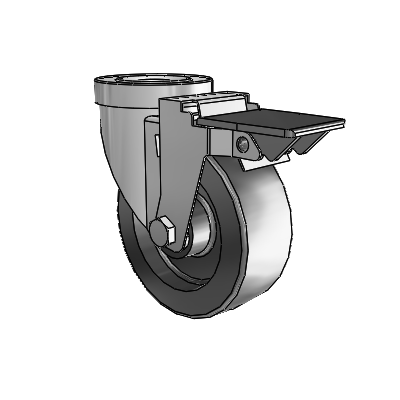 30 Series Hollow Kingpin Zinc Swivel Caster with 4 x 1.5 Hi-Temp Resin Wheel and PosiLoc Brake