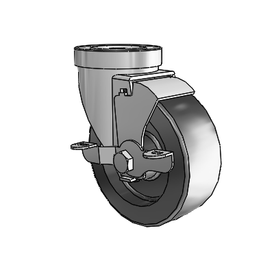 30 Series Hollow Kingpin Zinc Swivel Caster with 4 x 1.5 Hi-Temp Resin Wheel and VertiLoc Brake
