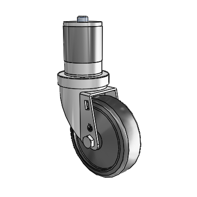 30 Series Expanding Adapter Zinc Swivel Caster with 4 x 1.25 Cushion Rubber Wheel