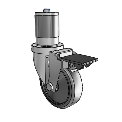 30 Series Expanding Adapter Zinc Swivel Caster with 4 x 1.25 Cushion Rubber Wheel and PosiLoc Brake