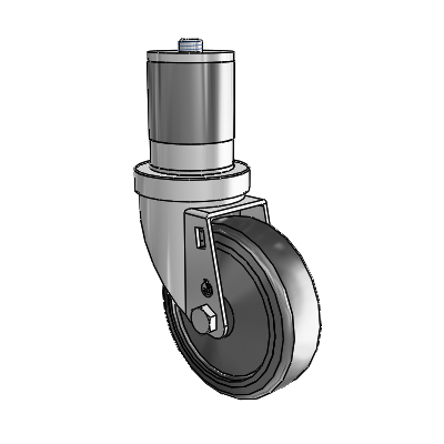 30 Series Expanding Adapter Zinc Swivel Caster with 4 x 1.25 Hard Rubber Wheel