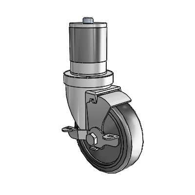 30 Series Expanding Adapter Zinc Swivel Caster with 4 x 1.25 Hard Rubber Wheel and VertiLoc Brake