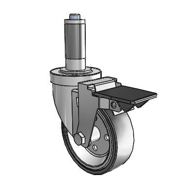 30 Series Expanding Adapter Zinc Swivel Caster with 4 x 1.25 Welded Disc Rubber (Black) Wheel and PosiLoc Brake
