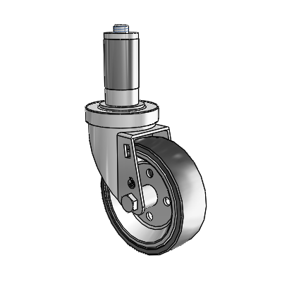 30 Series Expanding Adapter Zinc Swivel Caster with 4 x 1.25 Welded Disc Rubber (Black) Wheel