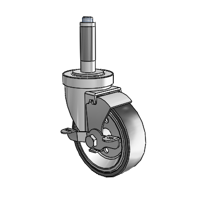 30 Series Expanding Adapter Zinc Swivel Caster with 4 x 1.25 Welded Disc Rubber (Black) Wheel and VertiLoc Brake