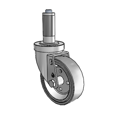 30 Series Expanding Adapter Zinc Swivel Caster with 4 x 1.25 Welded Disc Rubber (Grey) Wheel