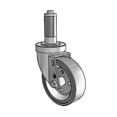 30 Series Expanding Adapter Zinc Swivel Caster with 4 x 1.25 Welded Disc Rubber (Grey) Wheel