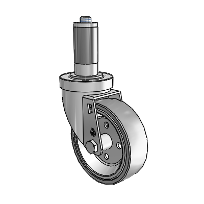 30 Series Expanding Adapter Zinc Swivel Caster with 4 x 1.25 Welded Disc Rubber (Grey) Wheel