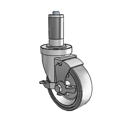 30 Series Expanding Adapter Zinc Swivel Caster with 4 x 1.25 Welded Disc Rubber (Grey) Wheel and VertiLoc Brake