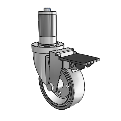 30 Series Expanding Adapter Zinc Swivel Caster with 4 x 1.25 Welded Disc Rubber (Grey) Wheel and PosiLoc Brake