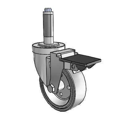 30 Series Expanding Adapter Zinc Swivel Caster with 4 x 1.25 Welded Disc Rubber (Grey) Wheel and PosiLoc Brake