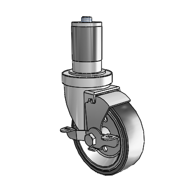 30 Series Expanding Adapter Zinc Swivel Caster with 4 x 1.25 Welded Disc Polyurethane Wheel and VertiLoc Brake