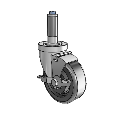 30 Series Expanding Adapter Zinc Swivel Caster with 4 x 1.5 Phenolic Wheel and VertiLoc Brake