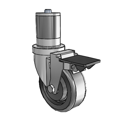 30 Series Expanding Adapter Zinc Swivel Caster with 4 x 1.5 Phenolic Wheel and PosiLoc Brake