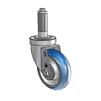 30 Series Expanding Adapter Zinc Swivel Caster with 4 x 1.25 PolyLoc (Blue) Wheel
