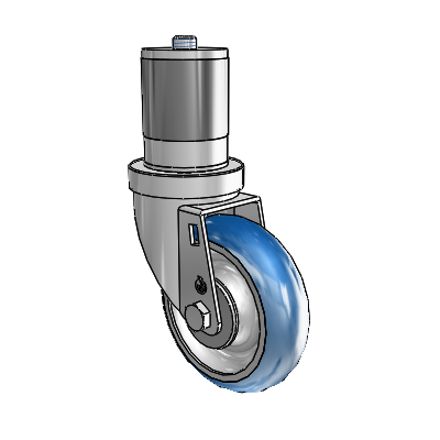 30 Series Expanding Adapter Zinc Swivel Caster with 4 x 1.25 PolyLoc (Blue) Wheel