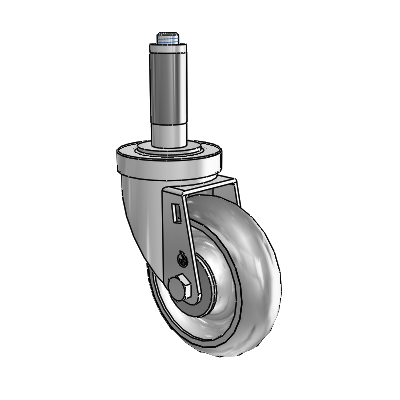 30 Series Expanding Adapter Zinc Swivel Caster with 4 x 1.25 PolyLock (Grey) Wheel