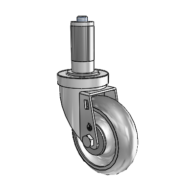 30 Series Expanding Adapter Zinc Swivel Caster with 4 x 1.25 PolyLock (Grey) Wheel