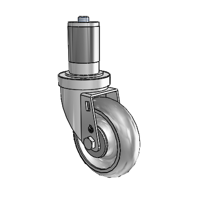 30 Series Expanding Adapter Zinc Swivel Caster with 4 x 1.25 PolyLock (Grey) Wheel