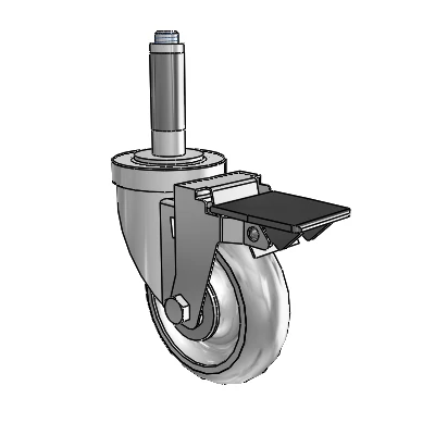 30 Series Expanding Adapter Zinc Swivel Caster with 4 x 1.25 PolyLock (Grey) Wheel and PosiLoc Brake