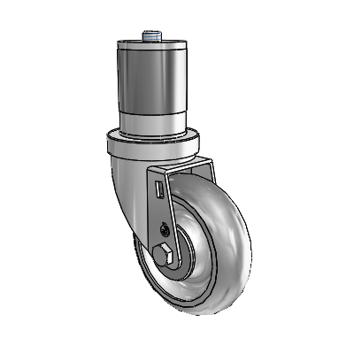 30 Series Expanding Adapter Zinc Swivel Caster with 4 x 1.25 Advantage TPR (Round) Wheel