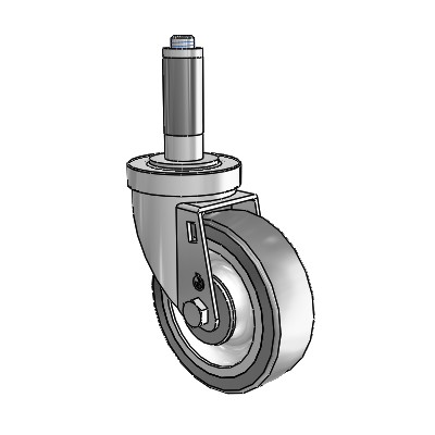30 Series Expanding Adapter Zinc Swivel Caster with 4 x 1.25 Advantage TPR (Flat) Wheel