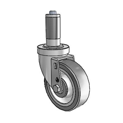 30 Series Expanding Adapter Zinc Swivel Caster with 4 x 1.25 Advantage TPR (Flat) Wheel