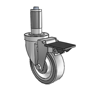 30 Series Expanding Adapter Zinc Swivel Caster with 4 x 1.25 Advantage TPR (Flat) Wheel and PosiLoc Brake