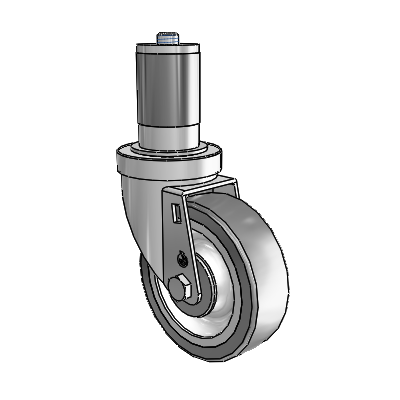 30 Series Expanding Adapter Zinc Swivel Caster with 4 x 1.25 Advantage TPR (Flat) Wheel