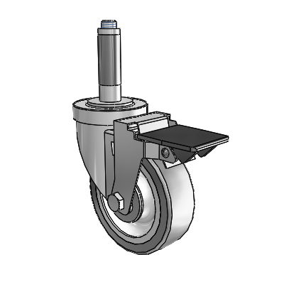 30 Series Expanding Adapter Zinc Swivel Caster with 4 x 1.25 Advantage TPR (Flat) Wheel and PosiLoc Brake