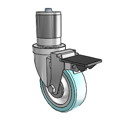 30 Series Expanding Adapter Zinc Swivel Caster with 4 x 1.25 Advantage Health Wheel and PosiLoc Brake