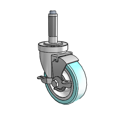 30 Series Expanding Adapter Zinc Swivel Caster with 4 x 1.25 Advantage Health Wheel and VertiLoc Brake