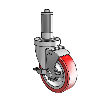 30 Series Expanding Adapter Zinc Swivel Caster with 4 x 1.25 Advantage Heat (Flat) Wheel and VertiLoc Brake
