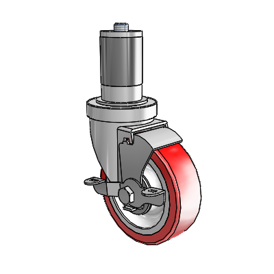 30 Series Expanding Adapter Zinc Swivel Caster with 4 x 1.25 Advantage Heat (Flat) Wheel and VertiLoc Brake