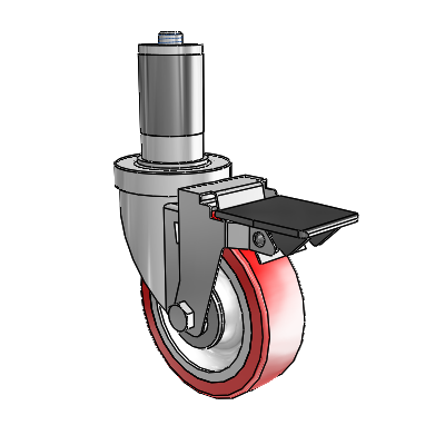 30 Series Expanding Adapter Zinc Swivel Caster with 4 x 1.25 Advantage Heat (Flat) Wheel and PosiLoc Brake